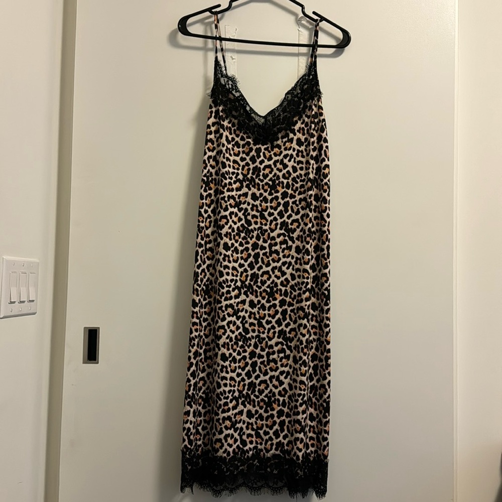Zara Leopard Lingerie Style Midi Slip Dress